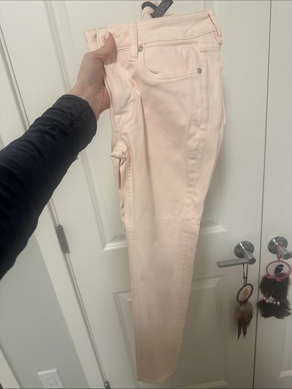 Aqua Pale Pink Cropped Ankle Jeans